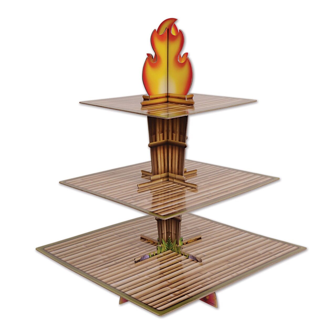 Beistle Tiki Torch Paper Cupcake Stand - 15.25" - Brown and Orange